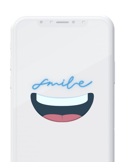 white iphone with smile graphic