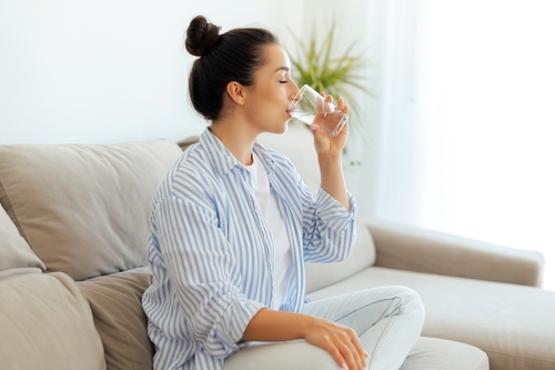 woman drinking water