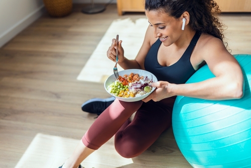 woman eating a salad