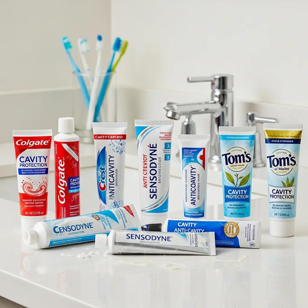 various-toothpaste-tubes-for-cavity-prevention-on-a-bathroom-counter